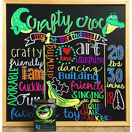 Crafty Croc Liquid Chalk Markers, 10 Pack of Neon Chalk Pens, For ...
