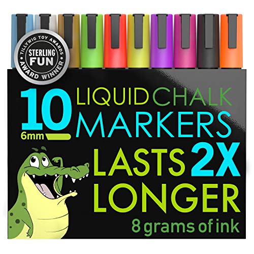 Crafty Croc Liquid Chalk Markers, 10 Pack of Neon Chalk Pens, For ...