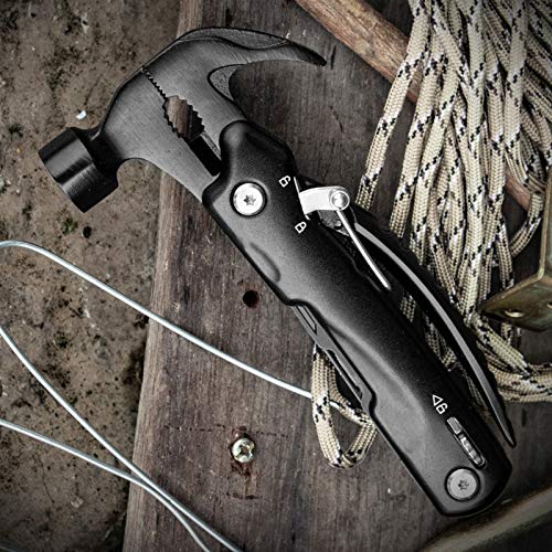 Multitool Camping Accessories Gifts for Men - Small Hammer 12 in 1...
