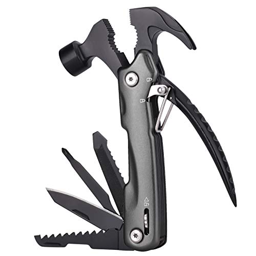Multitool Camping Accessories Gifts for Men - Small Hammer 12 in 1...