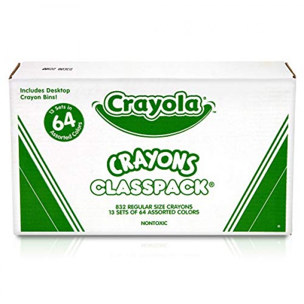 Crayola Crayon Classpack, Reg Size, 64 Colors, Pack of 832
