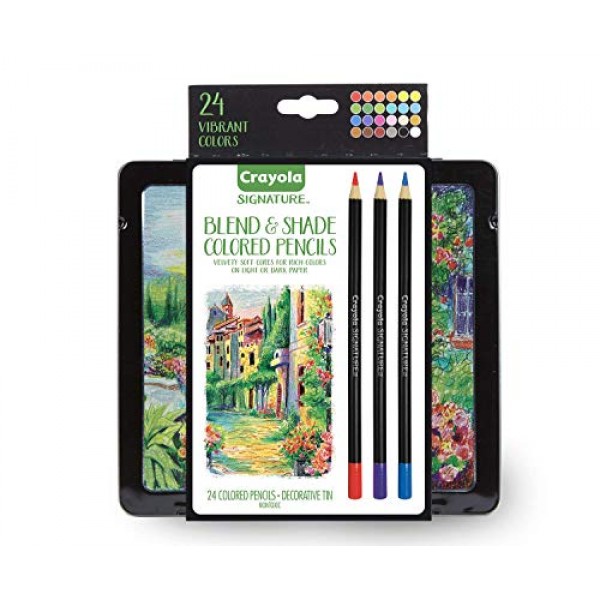 Crayola Signature Blend & Shade Soft Core Colored Pencils in Tin, ...