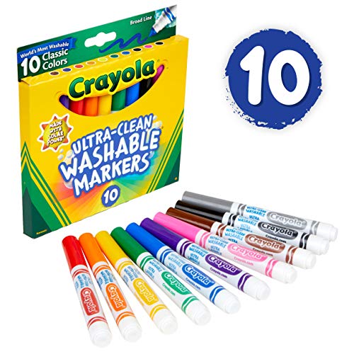 Crayola Ultra Clean Washable Markers, Broad Line, Classic Colors, ...