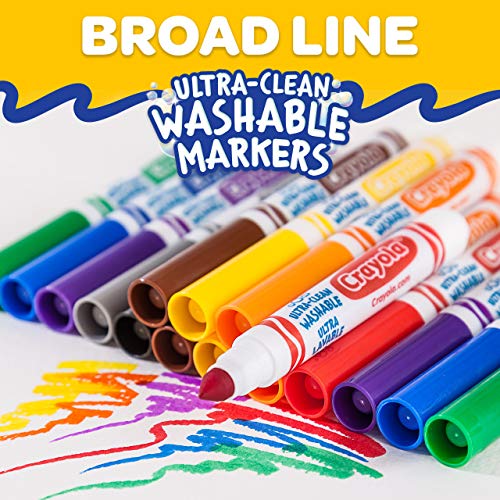 Crayola Ultra Clean Washable Markers, Broad Line, Classic Colors, ...