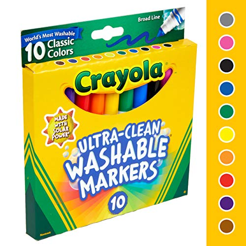Crayola Ultra Clean Washable Markers, Broad Line, Classic Colors, ...