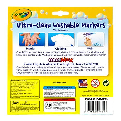 Crayola Ultra Clean Washable Markers, Broad Line, Classic Colors, ...