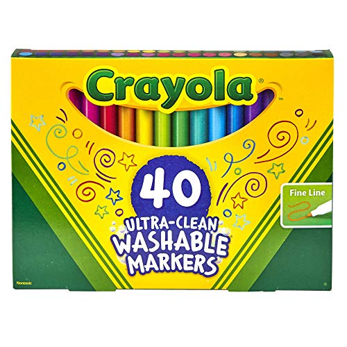 Crayola Ultra Clean Washable Markers, Fine Line Marker Set, Stocki...