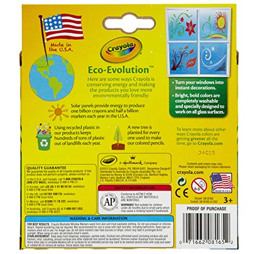 Crayola Washable Window Markers, Car Window Markers, 8 Count