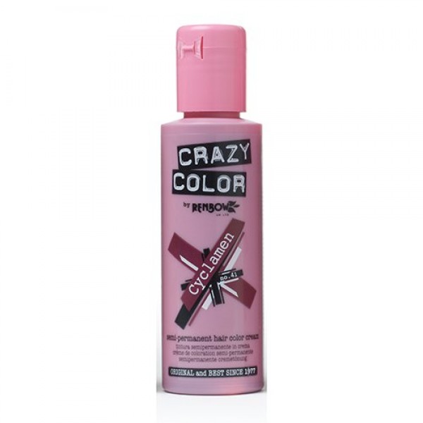 Crazy Color Semi Permanent Hair Color Cream Cyclamen No.41 100ml,4...