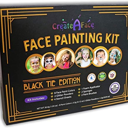 Face Painting Kit for Kids - 32 Stencils, 8 Water Based Face Paint...