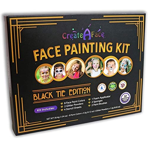 Face Painting Kit for Kids - 32 Stencils, 8 Water Based Face Paint...