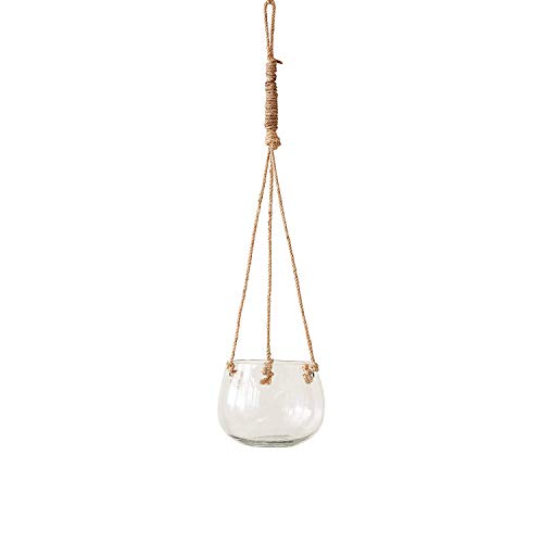 Hanging Glass Planter Vase with Jute Rope Hanger