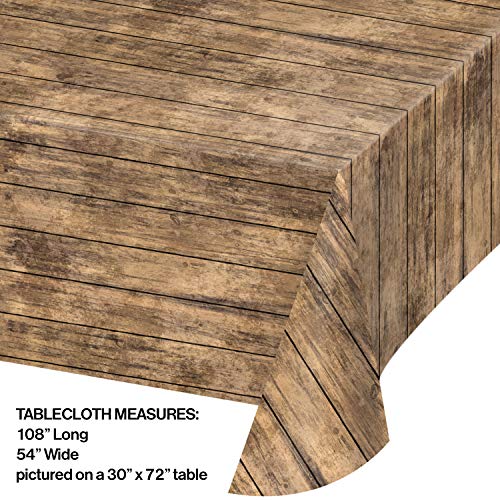 Creative Converting 329655 TABLECOVER PL 54 X 108 AOP BROWN WOOD...