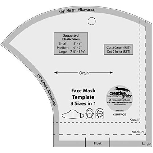 Creative Grids Non-Slip Sewing Ruler Template - Face Mask - cgrFACE