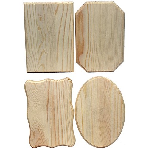 Creative Hobbies Unfinished Wood Plaques, 6.5 Inch x 4.5 Inch, 4 A...