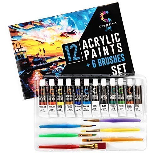 Creative Joy CJAPB01 Acrylic Paint Set & Brushes Vivid Paint Sets ...
