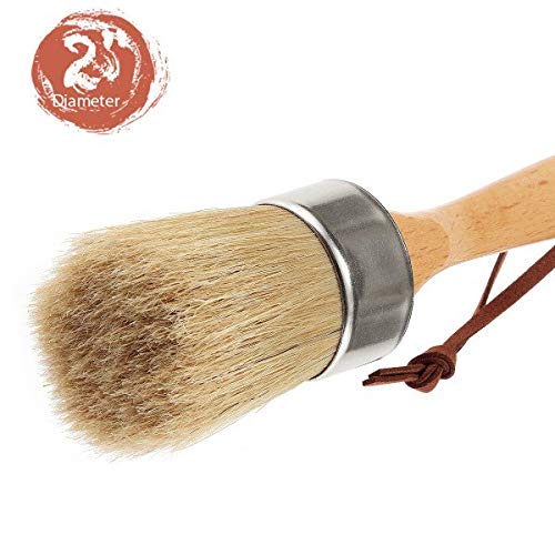 Large 2-in-1 Round Chalk & Wax Finishing Brush All Natural Hog Bri...