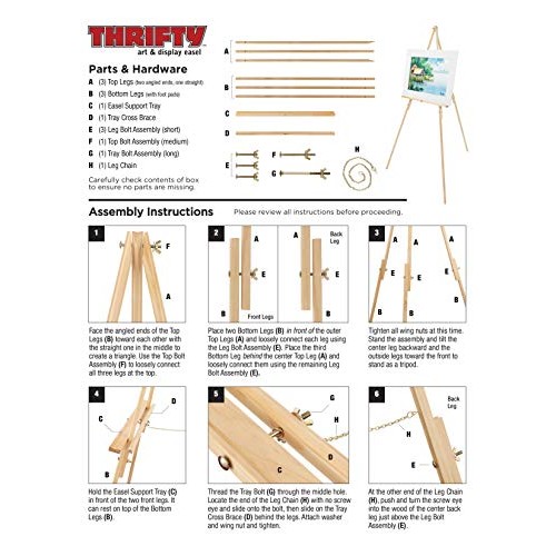 Thrifty Tabletop Painting EASELCompact Easy Carry Art Rubber Foot ...