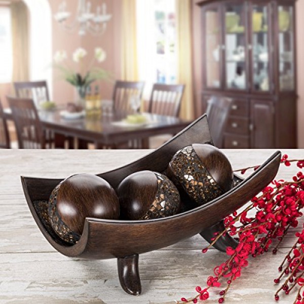 Schonwerk Walnut Decorative Orbs for Bowls and Vases Set of 3 Re...