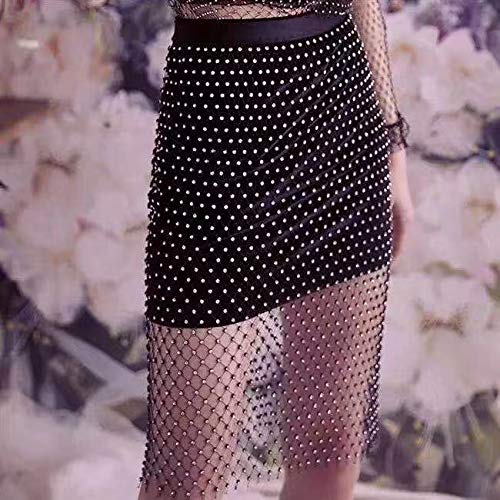 59inx 17in Soft Stretch Mesh Fabric Elastic Sequin net with Rhines...