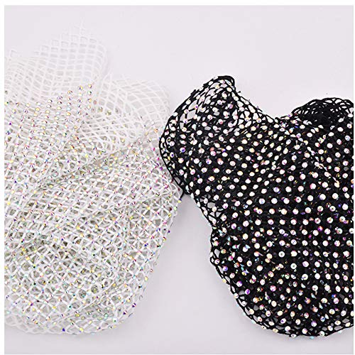 59inx 17in Soft Stretch Mesh Fabric Elastic Sequin net with Rhines...