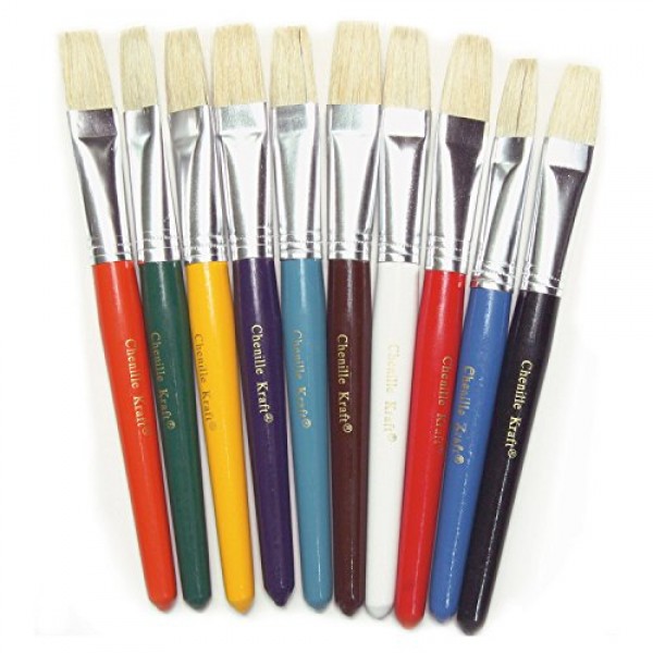 ChenilleKraft Color Coded Flat Stubby Brushes, Assorted Colors, Cl...