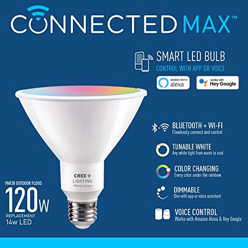 Cree Lighting Connected Max Bluetooth + WiFi Smart LED Bulb Tunabl...
