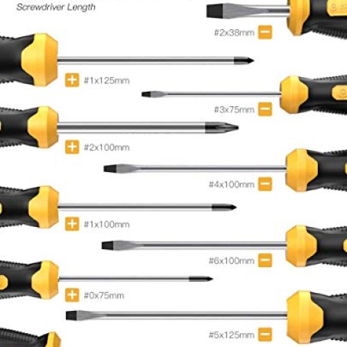 Magnetic Screwdriver Set 10 PCS, CREMAX Professional Cushion Grip ...