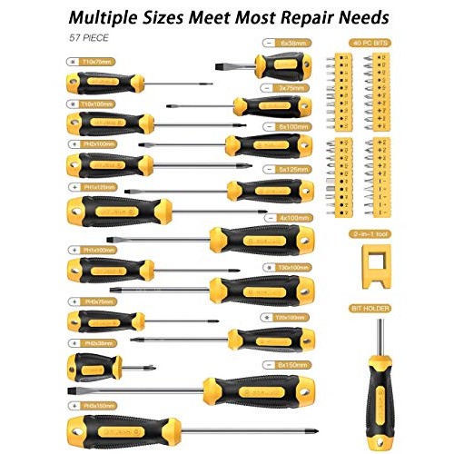 Magnetic Screwdriver Set 57 PCS Includes Slotted/Phillips/Torx Min...