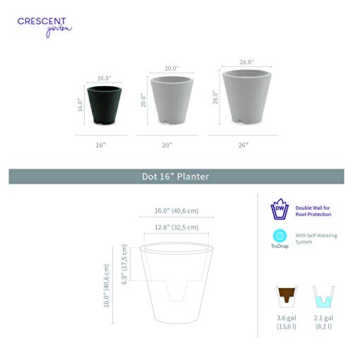 Crescent Garden Dot TruDrop Planter, Self-Watering Plant Pot, 16-I...