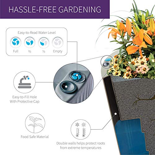 Crescent Garden Dot TruDrop Planter, Self-Watering Plant Pot, 16-I...