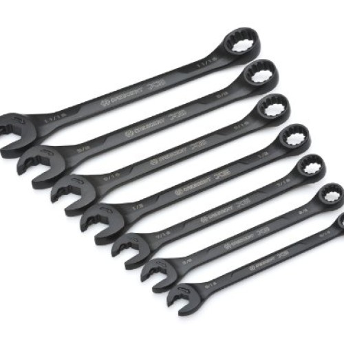 Crescent 7 Pc. X6 Black Oxide Spline Open End Ratcheting Combinati...