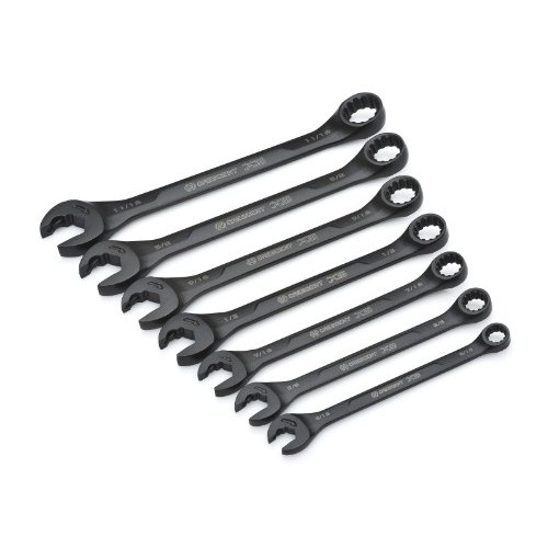 Crescent 7 Pc. X6 Black Oxide Spline Open End Ratcheting Combinati...