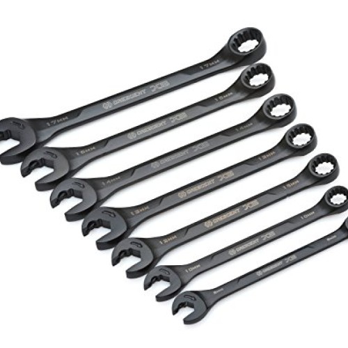 Crescent 7 Pc. X6 Black Oxide Spline Open End Ratcheting Combinati...