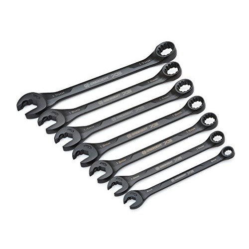 Crescent 7 Pc. X6 Black Oxide Spline Open End Ratcheting Combinati...