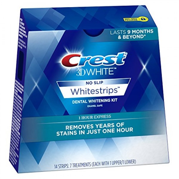 Crest 3D White Whitestrips 1 Hour Express Teeth Whitening Kit, 7 T...