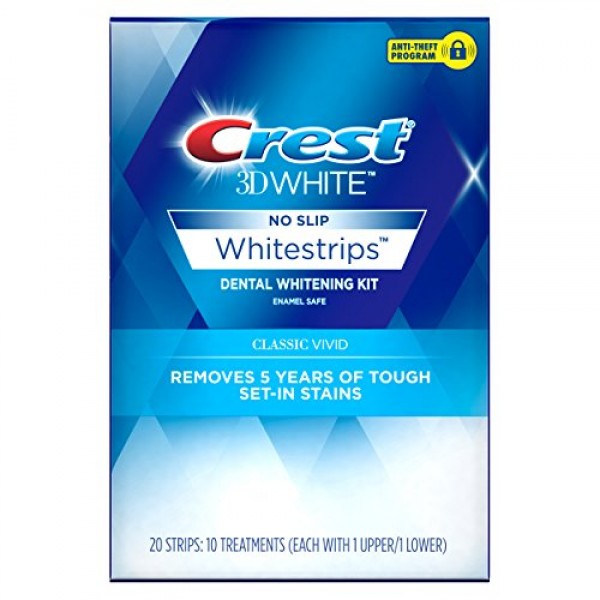 Crest 3D White Whitestrips Classic Vivid Teeth Whitening Kit, 10 T...