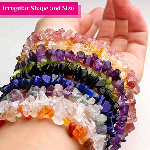 Crystal Chips and Gemstones Beads for Jewelry Making, Cridoz 24 Co...