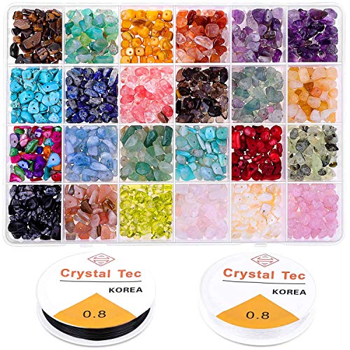 Crystal Chips and Gemstones Beads for Jewelry Making, Cridoz 24 Co...