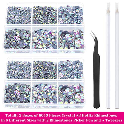 Hotfix Rhinestones, Cridoz 6040Pcs Hot Fix Rhinestones Crystal AB ...