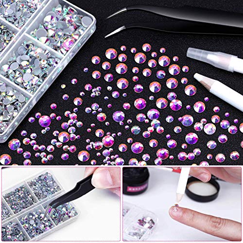 Hotfix Rhinestones, Cridoz 6040Pcs Hot Fix Rhinestones Crystal AB ...