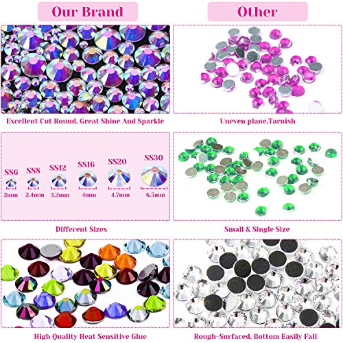Hotfix Rhinestones, Cridoz 6040Pcs Hot Fix Rhinestones Crystal AB ...