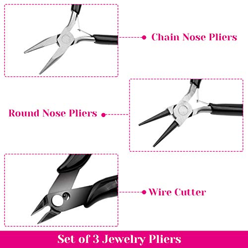 Jewelry Pliers, Cridoz Beading Pliers Set with Needle Nose Pliers,...