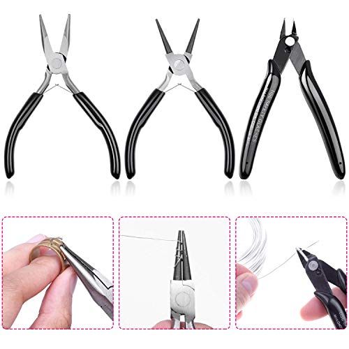 Jewelry Pliers, Cridoz Beading Pliers Set with Needle Nose Pliers,...