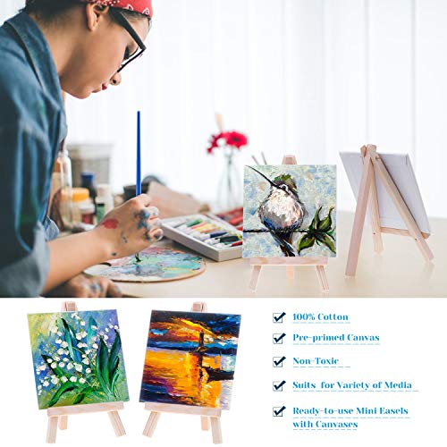 Mini Canvas and Easel, Cridoz 47 Pieces Mini Canvas Painting Set I...