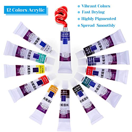 Mini Canvas and Easel, Cridoz 47 Pieces Mini Canvas Painting Set I...