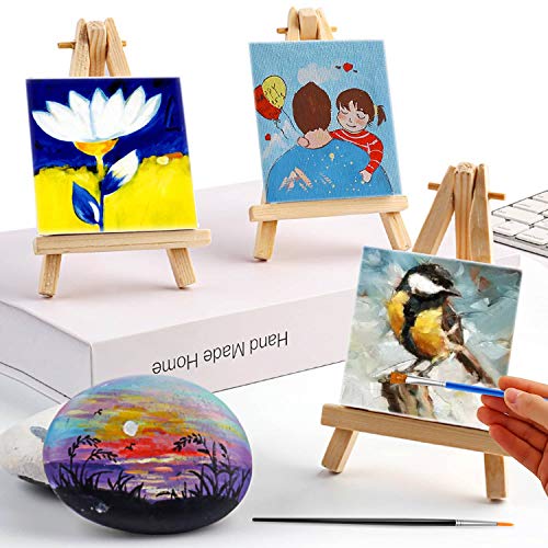 Mini Canvas and Easel, Cridoz 47 Pieces Mini Canvas Painting Set I...
