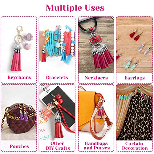 Tassels, Cridoz 200pcs Leather Keychain Tassels Bulk for Crafts, K...