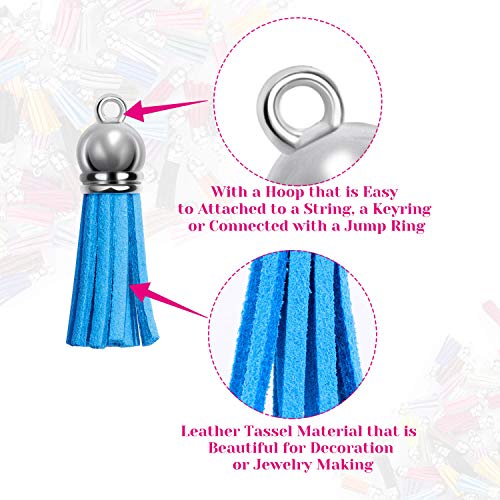 Tassels, Cridoz 200pcs Leather Keychain Tassels Bulk for Crafts, K...