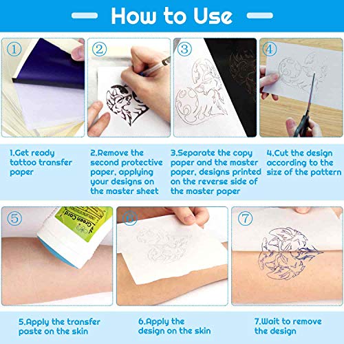 Tattoo Transfer Paper, Cridoz 20 Sheets Stencil Paper for Tattooin...